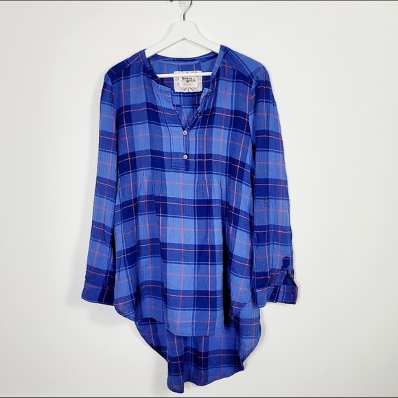 {Anthropologie} holding horses blue plaid tunic top - Picture 2 of 8